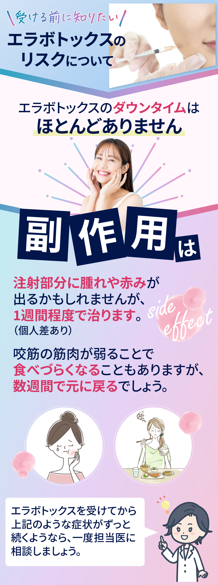 エラボトックスのダウンタイムや副作用