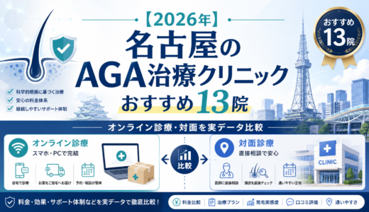 【2026年】名古屋のAGA治療クリニックおすすめ13院｜オンライン診療・対面を実データ比較